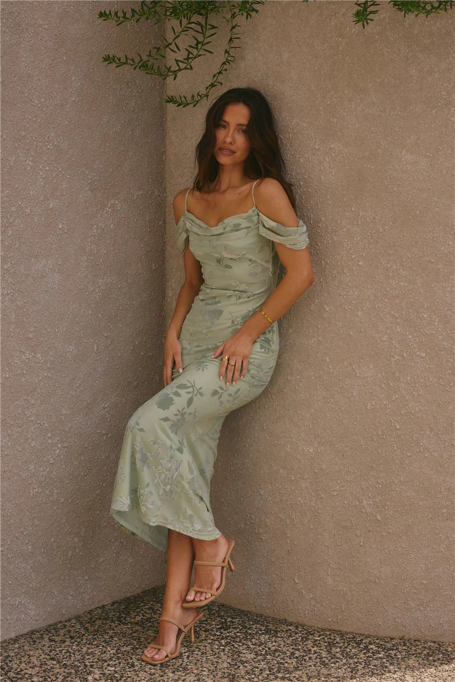 Good Fun Off Shoulder Maxi Dress Blue
